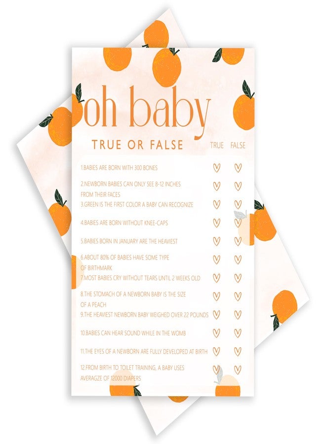 ISOVF Orange Theme Baby Shower Games -Double-Sided Baby Prediction and Advice Game & Oh Baby True Or False Games, A Little Cutie is on The Way Gender Neutral Party and Supplies-(K01) - Image 1